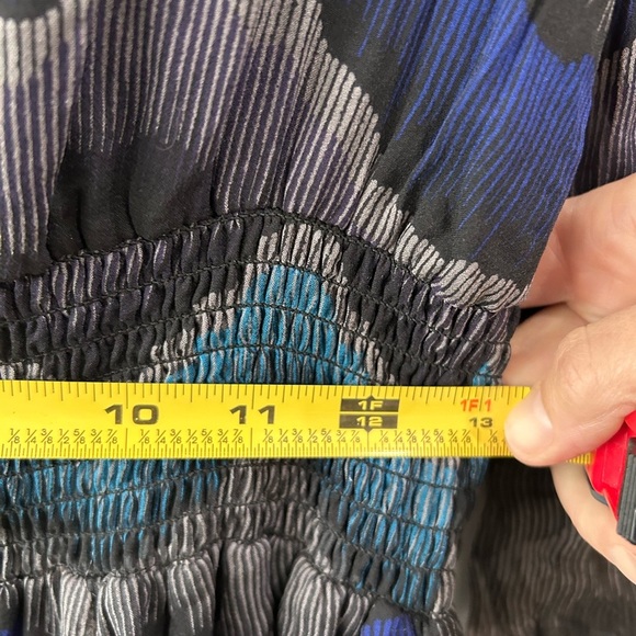 Diane Von Furstenberg Women's Sz 0 Kelley Smocked Chiffon Silk Peacock Dress DVF - Picture 9 of 14